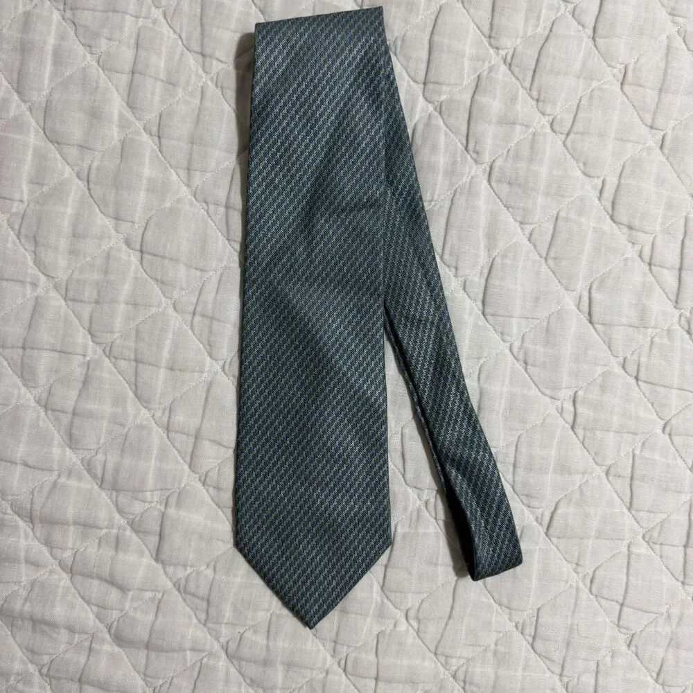 Stafford 100% Silk Tie Made in Italy Hand Made Twead Pattern Cyan Vintage